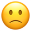 slightly frowning face on Apple