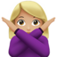 woman gesturing NO: medium-light skin tone on Apple