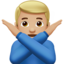 man gesturing NO: medium-light skin tone on Apple