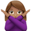 woman gesturing NO: medium skin tone on Apple
