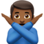 man gesturing NO: medium-dark skin tone on Apple