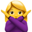 woman gesturing NO on Apple