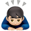 man bowing: light skin tone on Apple