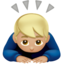 man bowing: medium-light skin tone on Apple