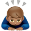 man bowing: medium skin tone on Apple