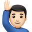 man raising hand: light skin tone on Apple