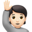 person raising hand: light skin tone on Apple