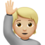 person raising hand: medium-light skin tone on Apple