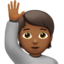 person raising hand: medium-dark skin tone on Apple