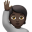 person raising hand: dark skin tone on Apple