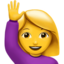woman raising hand on Apple