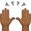 raising hands: medium-dark skin tone on Apple
