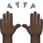 raising hands: dark skin tone on Apple