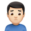 man frowning: light skin tone on Apple