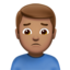 man frowning: medium skin tone on Apple