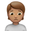 person frowning: medium skin tone on Apple