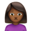 woman frowning: medium-dark skin tone on Apple