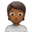 person frowning: medium-dark skin tone on Apple