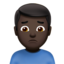 man frowning: dark skin tone on Apple