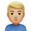 man pouting: medium-light skin tone on Apple
