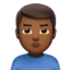 man pouting: medium-dark skin tone on Apple