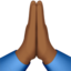 folded hands: medium-dark skin tone on Apple