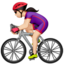 woman biking: light skin tone on Apple