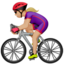 woman biking: medium-light skin tone on Apple