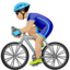 man biking: medium-light skin tone on Apple