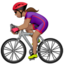 woman biking: medium skin tone on Apple