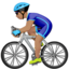 man biking: medium skin tone on Apple
