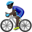 man biking: dark skin tone on Apple