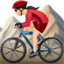 woman mountain biking: light skin tone on Apple