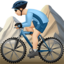 man mountain biking: light skin tone on Apple
