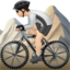 person mountain biking: light skin tone on Apple