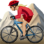 woman mountain biking: medium-light skin tone on Apple