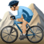 man mountain biking: medium-light skin tone on Apple