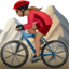 woman mountain biking: medium skin tone on Apple