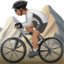 person mountain biking: medium skin tone on Apple