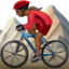 woman mountain biking: medium-dark skin tone on Apple