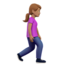 woman walking facing right: medium skin tone on Apple