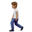 person walking: medium skin tone on Apple