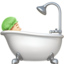 person taking bath: light skin tone on Apple