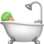 person taking bath: medium-light skin tone on Apple