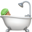 person taking bath: medium skin tone on Apple