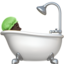 person taking bath: dark skin tone on Apple