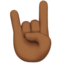 sign of the horns: medium-dark skin tone on Apple
