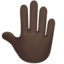 raised back of hand: dark skin tone on Apple