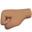 left-facing fist: medium skin tone on Apple