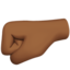 left-facing fist: medium-dark skin tone on Apple